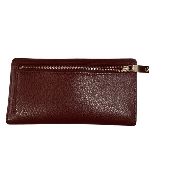 Kate Spade Madison Deep burgundy Saffiano Leather Slim Bifold Snap Wallet - Picture 10 of 11